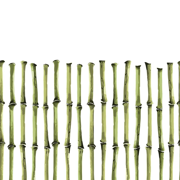 Beyaz arkaplanda Bambu Kusursuz Dikey Kenar — Stok Vektör