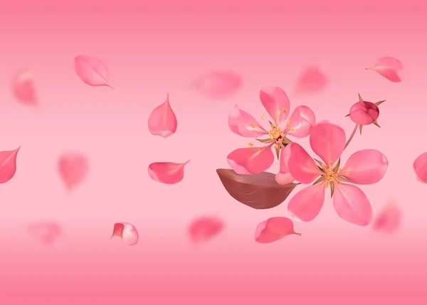 Padrão Sem Costura Com Flor Cereja Sakura Flores Amêndoa Pétalas — Vetor de Stock