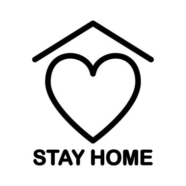Ev ikonu olarak kal. Koronavirüs salgını sırasında evde kalmak. Ev karantina vektör işareti, tişört izi.