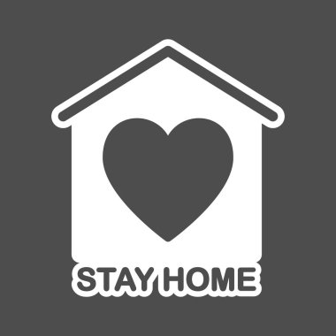 Ev ikonu olarak kal. Koronavirüs salgını sırasında evde kalmak. Ev karantina vektör işareti, tişört izi.