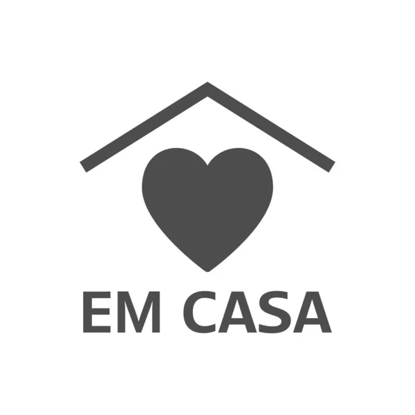 Stay Home Ícone Português Casa Ficar Casa Durante Uma Mensagem — Vetor de Stock
