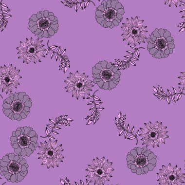 Şeftali arkaplanda yaprakları ve çiçekleri olan kusursuz bir desen.