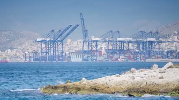 Θέα από το λιμάνι φορτίο Time Lapse — Αρχείο Βίντεο