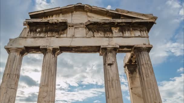 Antike Säulen der griechischen Akropolis — Stockvideo