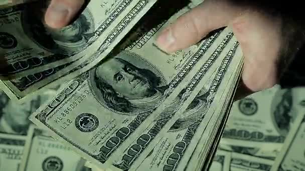 Man Count His Money on the Background 100 $Notas — Vídeo de Stock