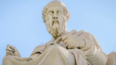 Antik Yunan filozofu Platon yakın çekim mermer heykeli