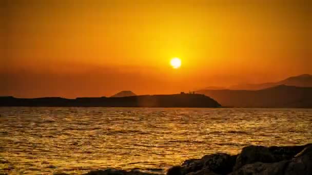 Beautiful Yellow Sunset View From a Shore Time Lapse — Stock Video