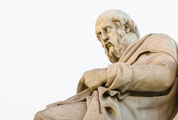 Estatua de mármol del filósofo griego Platón sobre un fondo blanco . —  Fotos de Stock