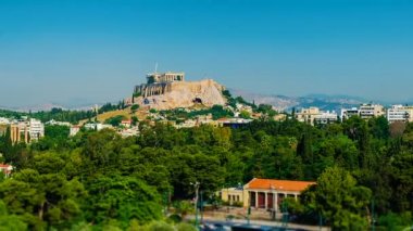 Atina şehir şehir, zaman atlamalı ortasına antik Akropolis ile.