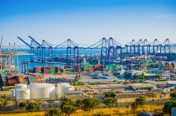 Large European cargo port view. — Stock Photo, Image