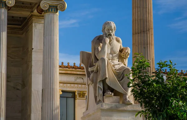 Αρχαίο Άγαλμα Του Μεγάλου Έλληνα Φιλοσόφου Σωκράτη Φόντο Της Κλασικής Φωτογραφία Αρχείου