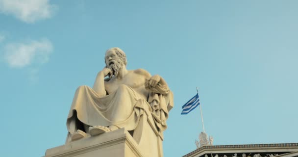 Slow Motion Grand Philosophe Grèce Socrate Réfléchit Sur Sens Vie — Video