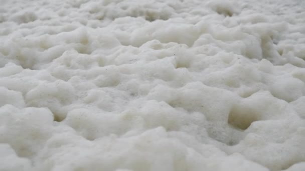 Abstract Closeup Lot Sea Foam Storm Seashore — Stock Video
