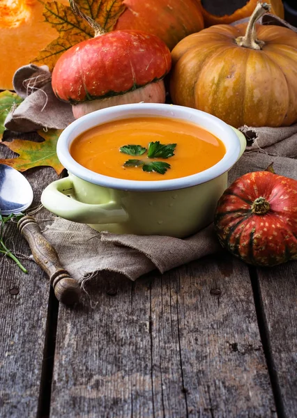 Sopa de calabaza vegetariana en sartén — Foto de Stock