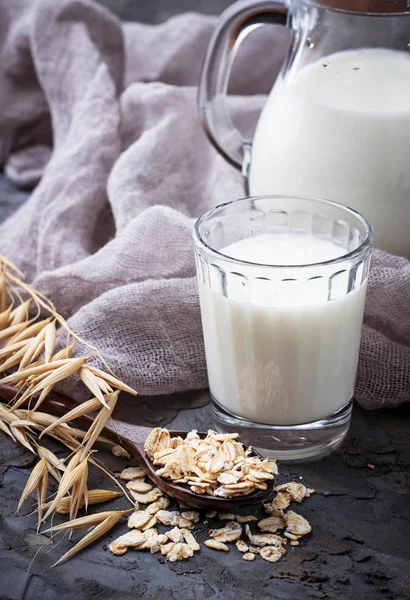 Lait d'avoine végétalien non laitier — Photo