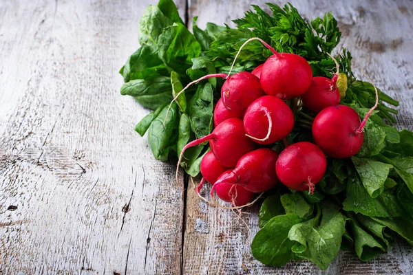 Ravanelli freschi, spinaci e prezzemolo — Foto Stock