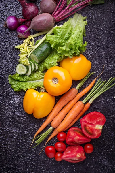 Rainbow colored vegetables.