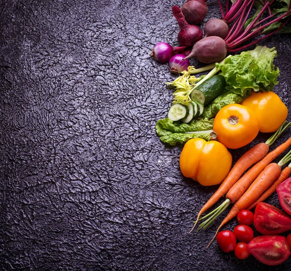 Rainbow colored vegetables.