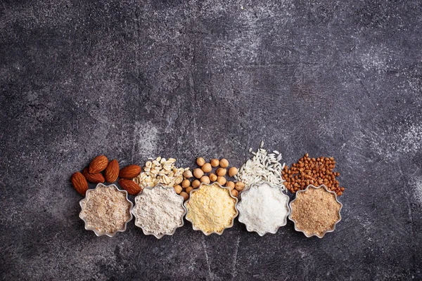 Pemilihan berbagai macam tepung bebas gluten — Stok Foto