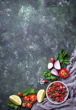 Geleneksel Meksika domates salsa sos 