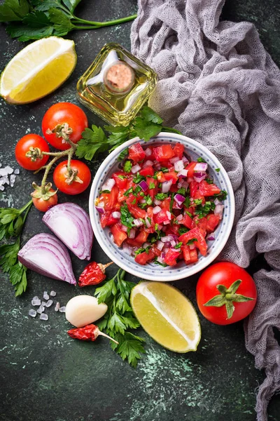 Traditional mexican tomato salsa sauce