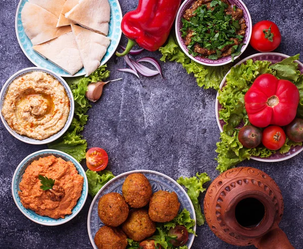Pemilihan hidangan Timur Tengah atau Arab . — Stok Foto
