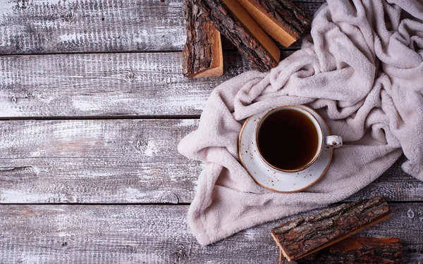 Kaffe och wrap, mysig skandinavisk Heminredning — Stockfoto