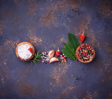 Otlar ve baharatlar. Mutfak arka plan