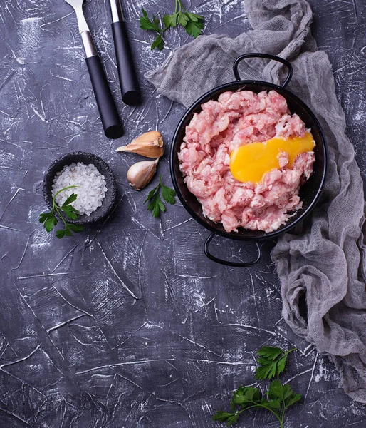 Carne picada con especias y yema cruda — Foto de Stock