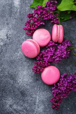 Pembe macaroons ve leylak.