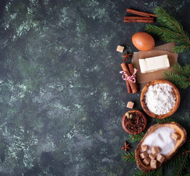 Yılbaşı Kurabiye Pişirme için malzemeler.