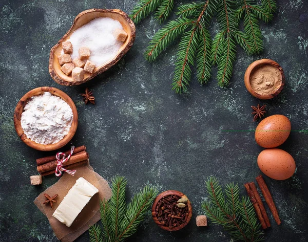 Ingredientes para assar biscoitos de Natal . — Fotografia de Stock