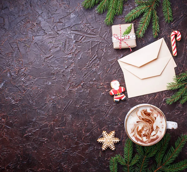 Latte ve harfler ile Noel arka plan — Stok fotoğraf