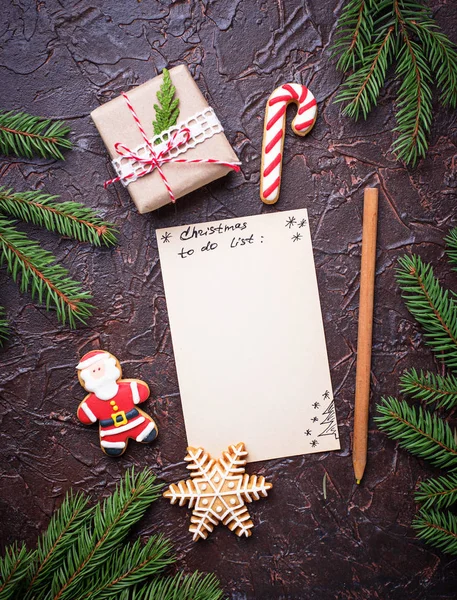 Christmas to do list and cup of latte — Stock Photo, Image
