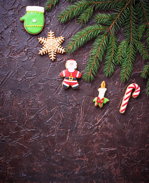 Galletas de jengibre de Navidad. Fondo festivo — Foto de Stock