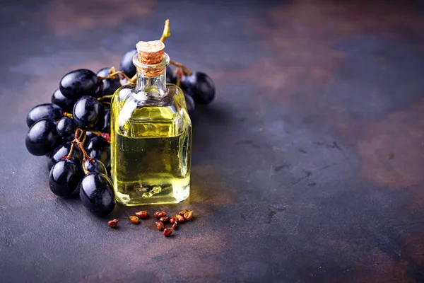 Grape seeds oil in small bottles