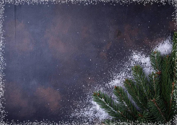 Ramos de árvores de abeto com flocos de neve . — Fotografia de Stock