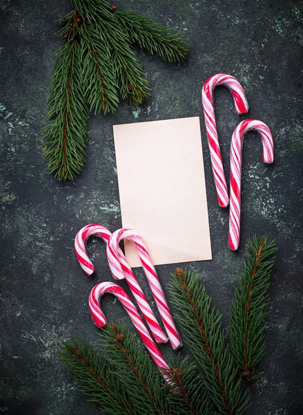 Şeker kamışı ve mektup Noel arka plan