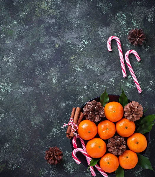 Boże Narodzenie czy nowy rok skład z mandarynki — Zdjęcie stockowe