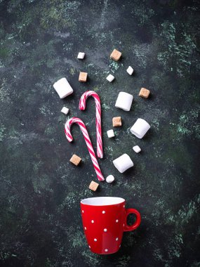 Sıcak çikolata veya kakao içecek yemek pişirmek için malzemeler