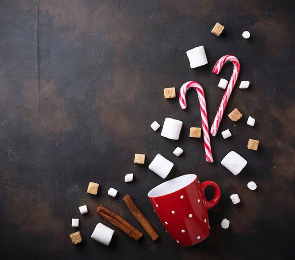 Ingredients for cooking hot chocolate or cocoa drink — Stock Photo, Image