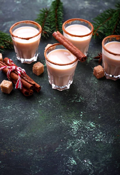 Cóctel de Navidad ponche de huevo con canela — Foto de Stock