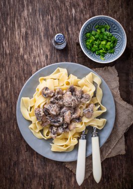 Makarna tagliatelle mantarlı