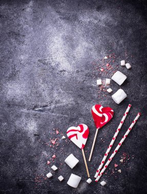 Sevgililer günü kalpleri ve tatlılar ile arka plan