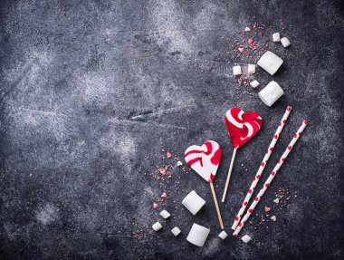 Sevgililer günü kalpleri ve tatlılar ile arka plan