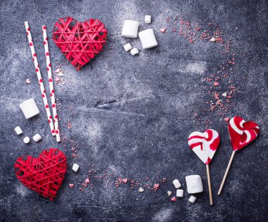 Sevgililer günü kalpleri ve tatlılar ile arka plan