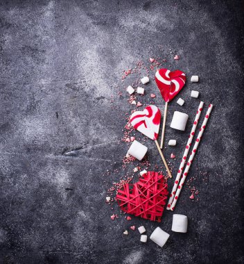 Sevgililer günü kalpleri ve tatlılar ile arka plan