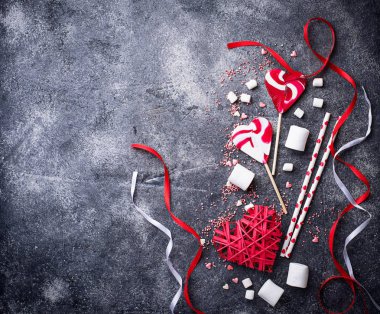 Sevgililer günü kalpleri ve tatlılar ile arka plan