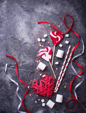 Sevgililer günü kalpleri ve tatlılar ile arka plan