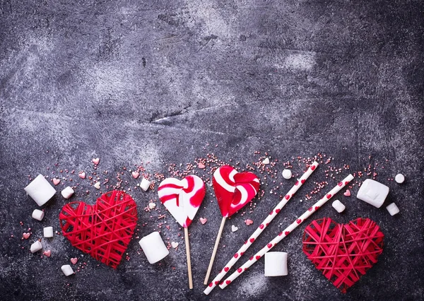 Walentynki-dzień tło z serca i słodycze — Zdjęcie stockowe